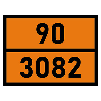 Табличка «Опасный груз 90-3082», Вещество жидкое опасное для окружающей среды, Н.У.К. (светоотражающий металл с рельефом, 400х300 мм)